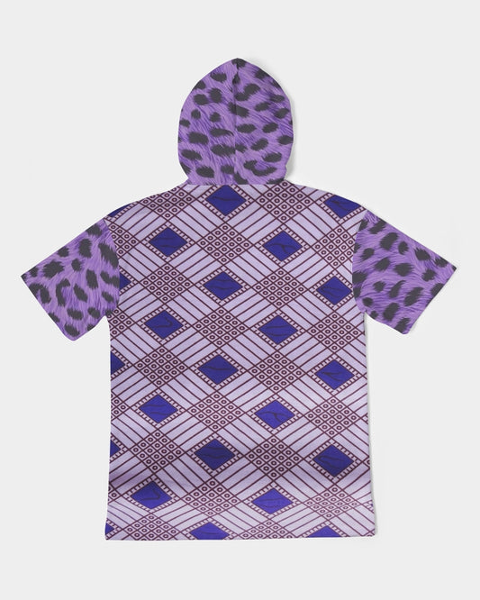 Purple Leopard Men's Premium Heavyweight Short Sleeve Hoodie