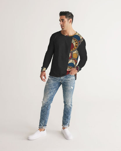 Black classic Kente Men's Long Sleeve Tee
