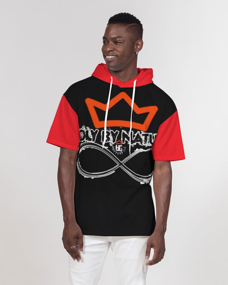 Poly By Nature Men's All-Over Print Premium Heavyweight Short Sleeve Hoodie