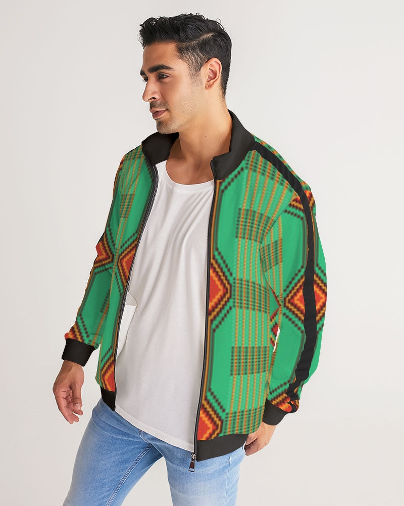 Kente variant 1 Men's Stripe-Sleeve Track Jacket