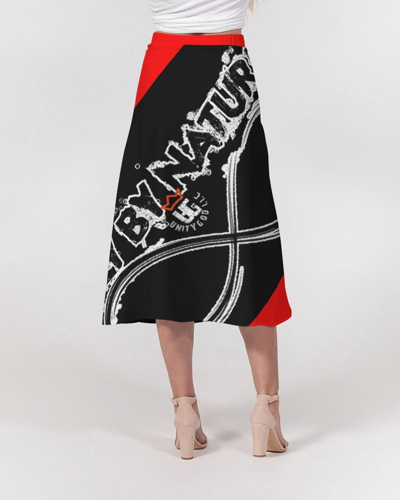 Poly By Nature Women's All-Over Print A-Line Midi Skirt