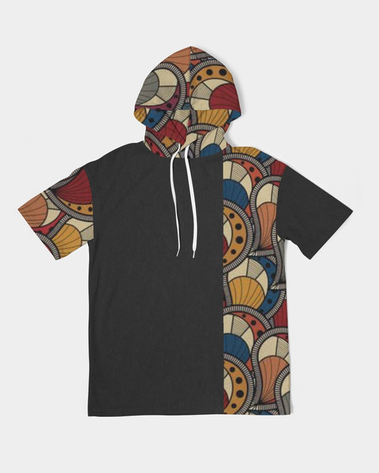 Black classic Kente Men's Premium Heavyweight Short Sleeve Hoodie