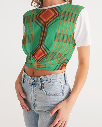 Kente variant 1 Women's Twist-Front Cropped Tee