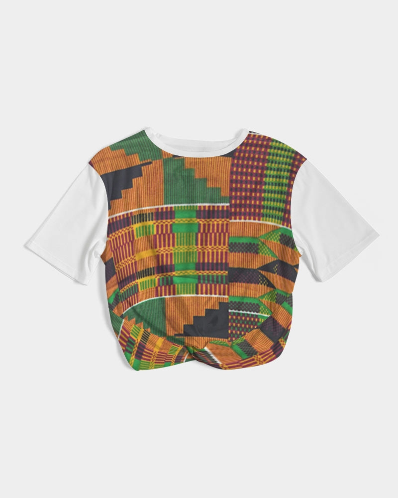 Kente Women's Twist-Front Cropped Tee