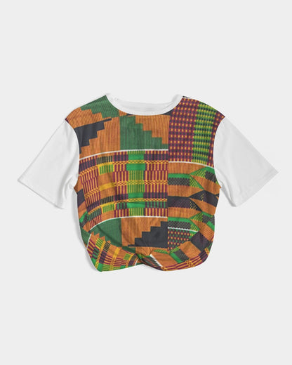 Kente Women's Twist-Front Cropped Tee