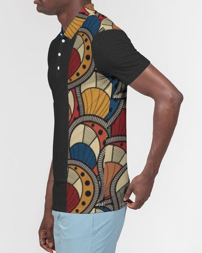 Black classic Kente Men's Slim Fit Short Sleeve Polo